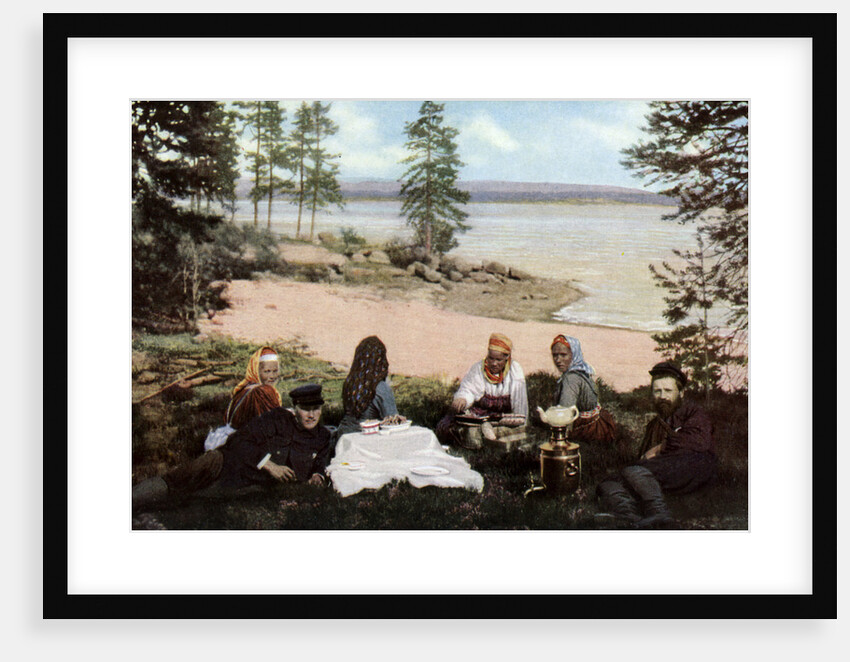 Karelians having tea by a river, near Archangel, Russia by Anonymous