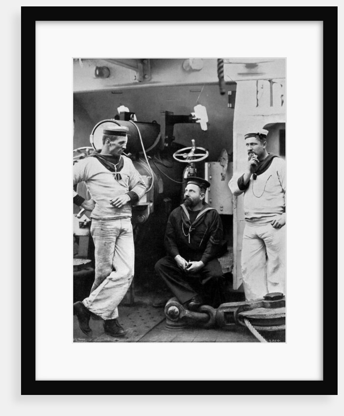 Three petty officers on board the cruiser HMS Theseus by Gregory & Co