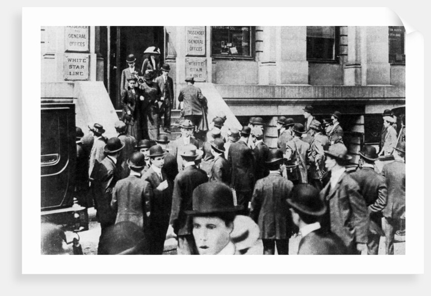 Anxious crowds outside the White Star Line office by Sport & General