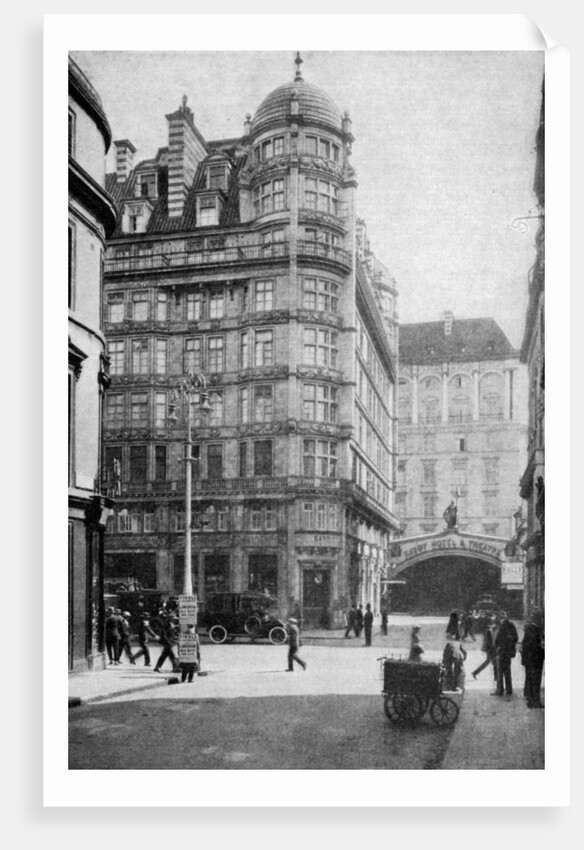 Savoy Hotel and Theatre across the Strand from Norfolk Street, London by Anonymous