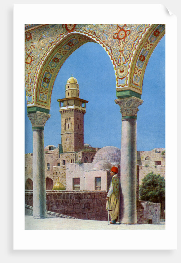 Islamic minaret on Temple Mount, Jerusalem, Palestine by Donald McLeish