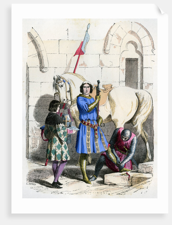 Knight served by a squire and page by Deghouly