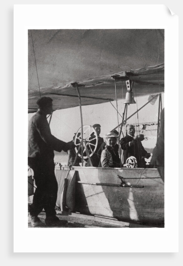 Count Zeppelin with his daughter in the gondola of Zeppelin LZ3, Germany by Anonymous