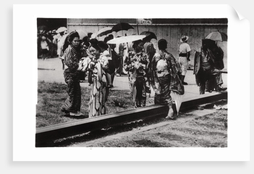 Japanese women by the Zeppelin hangar, Kasumigaura, Japan by Anonymous