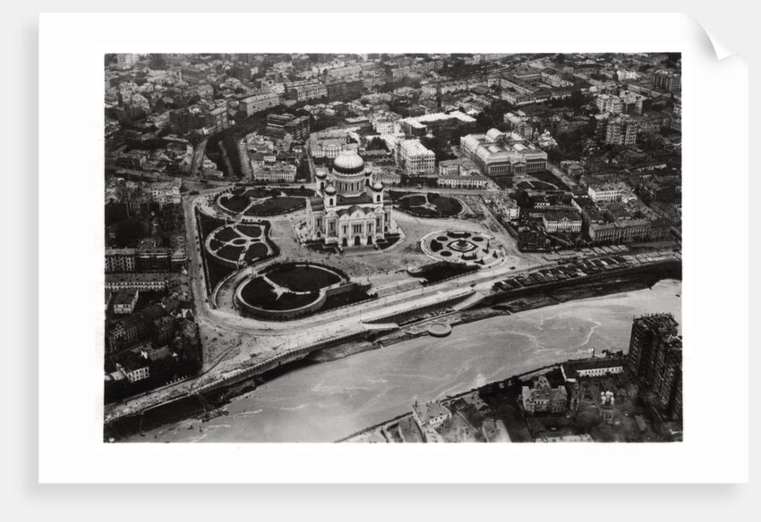 Aerial view of the Cathedral of Christ the Saviour, Moscow, USSR, from a Zeppelin by Anonymous