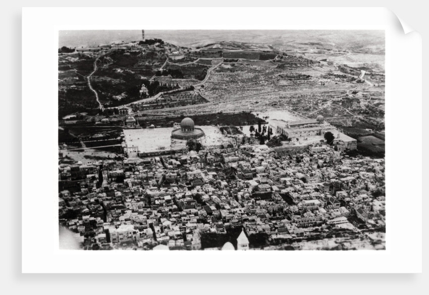 Aerial view of the Mosque of Omar, Jerusalem, Palestine, from a Zeppelin by Anonymous