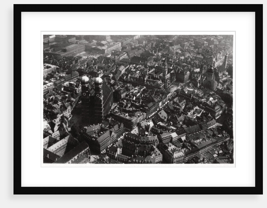 Aerial view of the Frauenkirche, Munich, Germany, from a Zeppelin by Anonymous