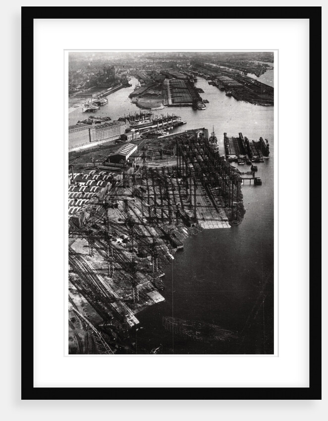 Aerial view of the Bremer Vulkan shipyard, Bremen, Germany, from a Zeppelin by Anonymous