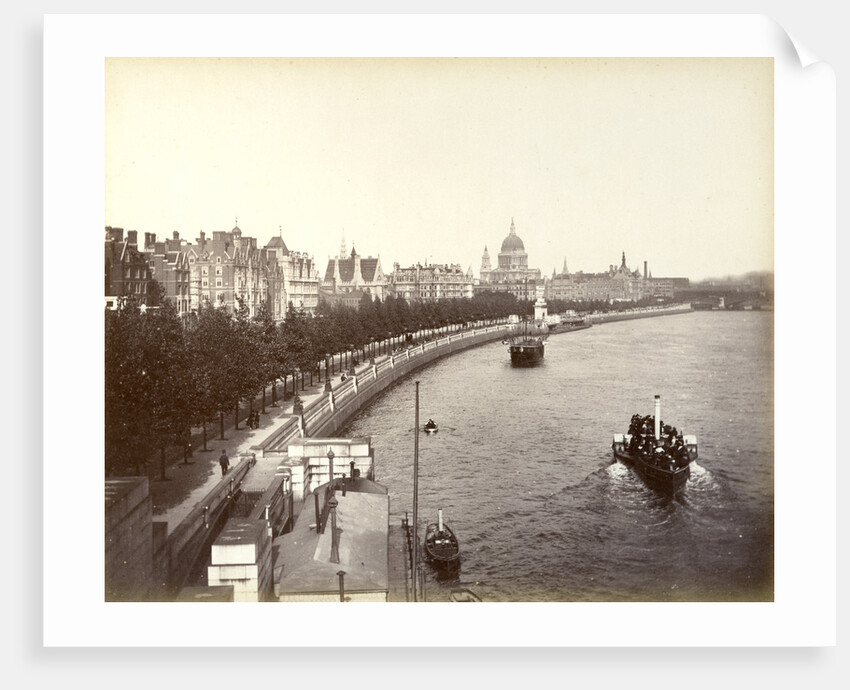 Victoria Embankment, showing Temple Gardens and St Paul's Cathedral, London by Anonymous