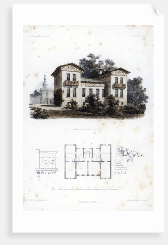 Design for a country house in Moabit, near Berlin, Germany by Anst von W Loeillot