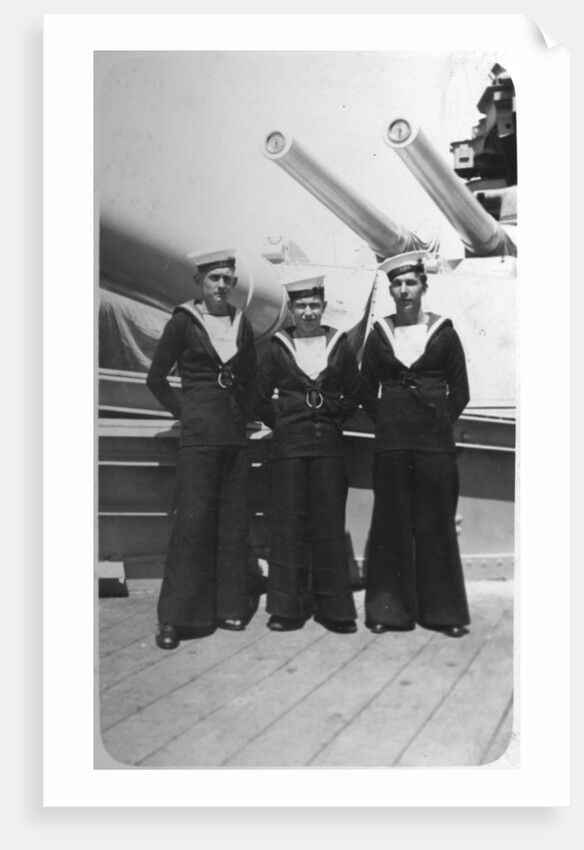 'Ted and pals', three Royal Navy sailors on board a warship by Anonymous