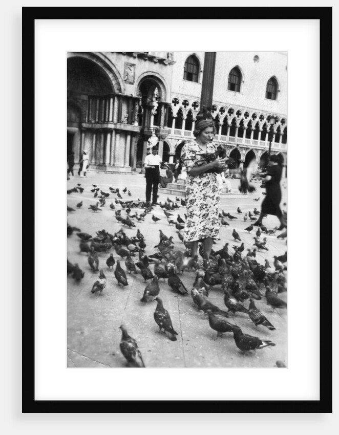 Woman surrounded by pigeons, St Mark's Square, Venice, Italy by Anonymous