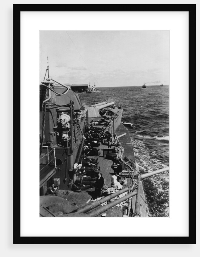 Sailors sleeping on the upper deck of the British battleship HMS Malaya by Anonymous