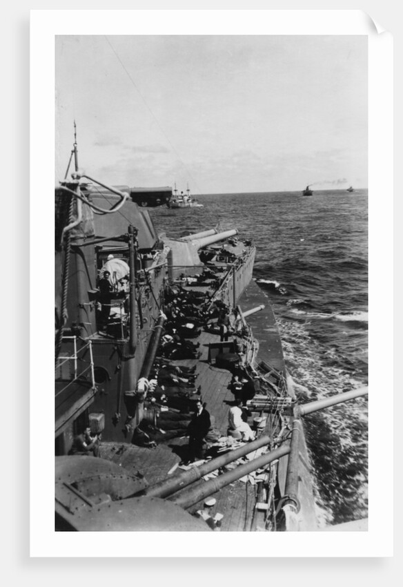 Sailors sleeping on the upper deck of the British battleship HMS Malaya by Anonymous