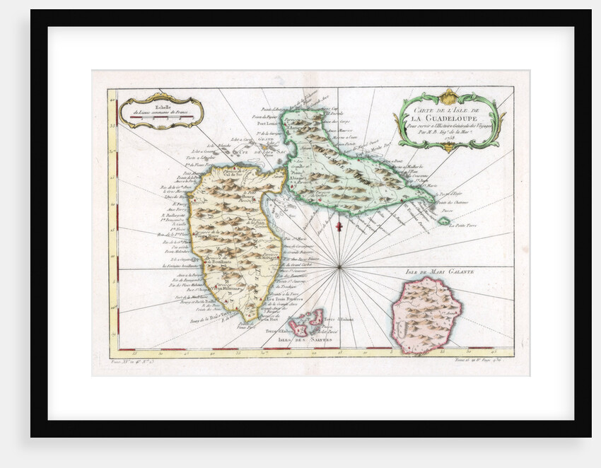 Map of the Caribbean island of Guadeloupe by Anonymous