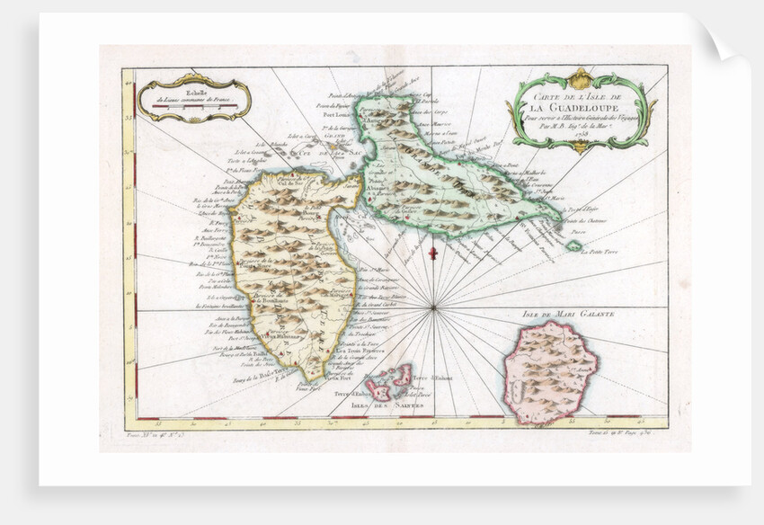 Map of the Caribbean island of Guadeloupe by Anonymous