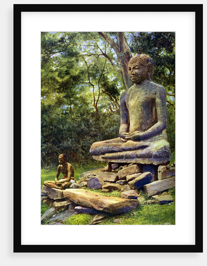 Stone Buddha, a relic of the past glory of Anuradhapura, Ceylon by Anonymous