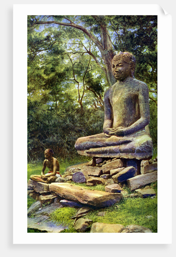 Stone Buddha, a relic of the past glory of Anuradhapura, Ceylon by Anonymous