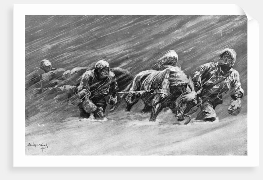The trek during the snowstorm by Stanley L Wood