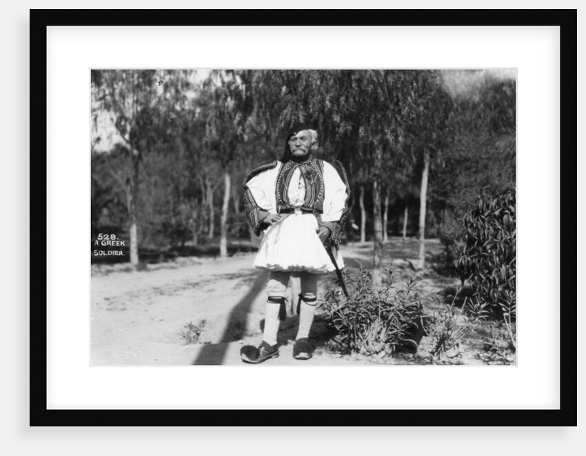 A Greek soldier in traditional uniform by Anonymous