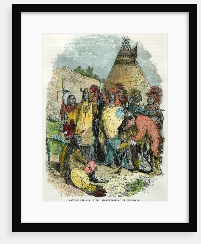 Mandan Indians, with Medicine Man in Bear Skin by Anonymous