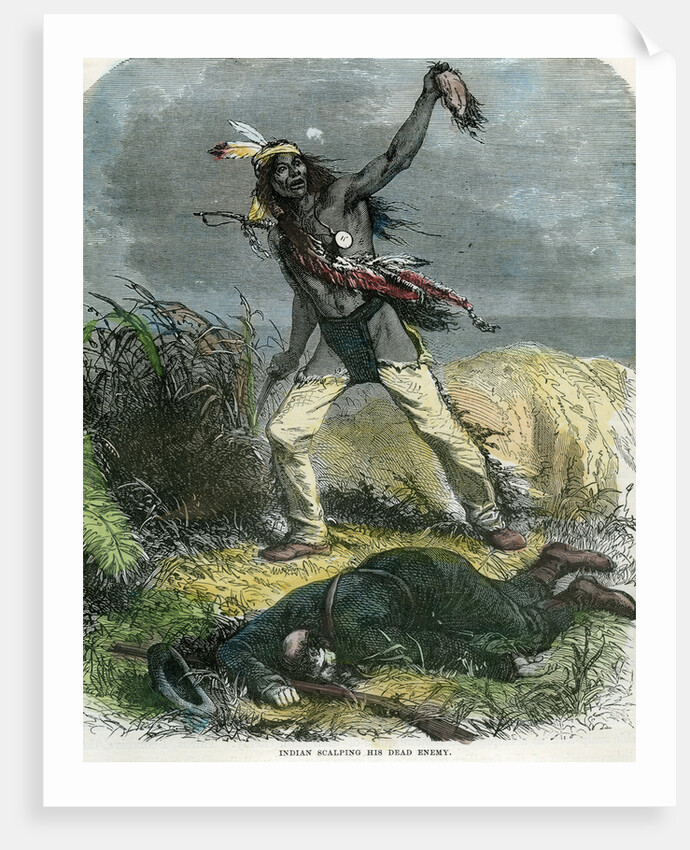Indian scalping his dead enemy by Anonymous