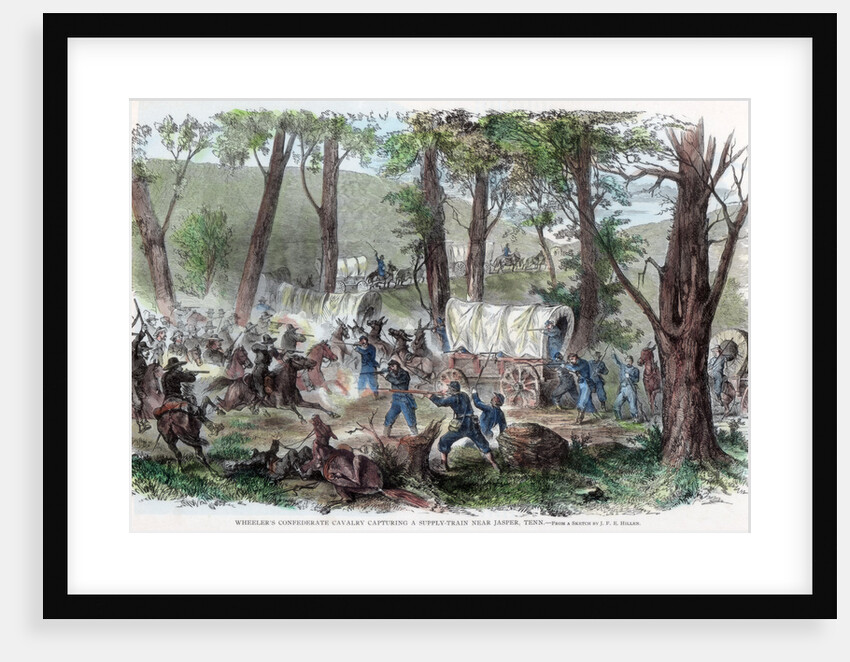 Wheeler's Confederate cavalry capturing a supply train near Jasper, Tennessee by Anonymous