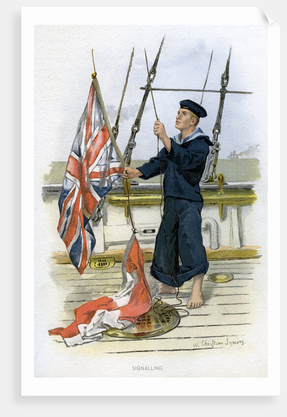 Royal Navy sailor signalling by William Christian Symons