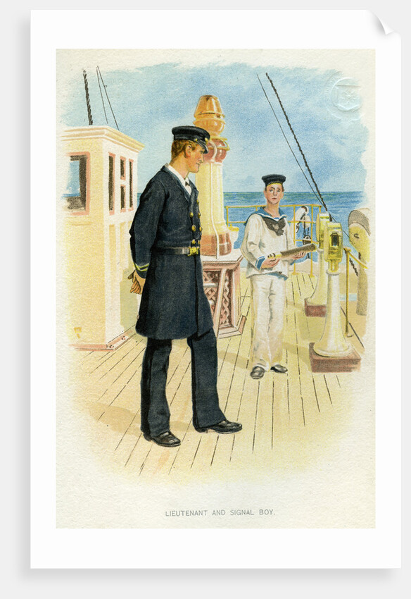 Royal Navy Lieutenant and signal boy by Anonymous
