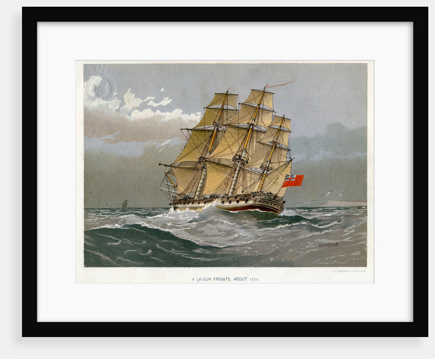 A Royal Navy 38 gun frigate by William Frederick Mitchell
