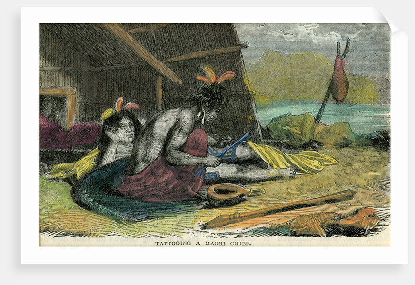 Tatooing a Maori chief by Anonymous
