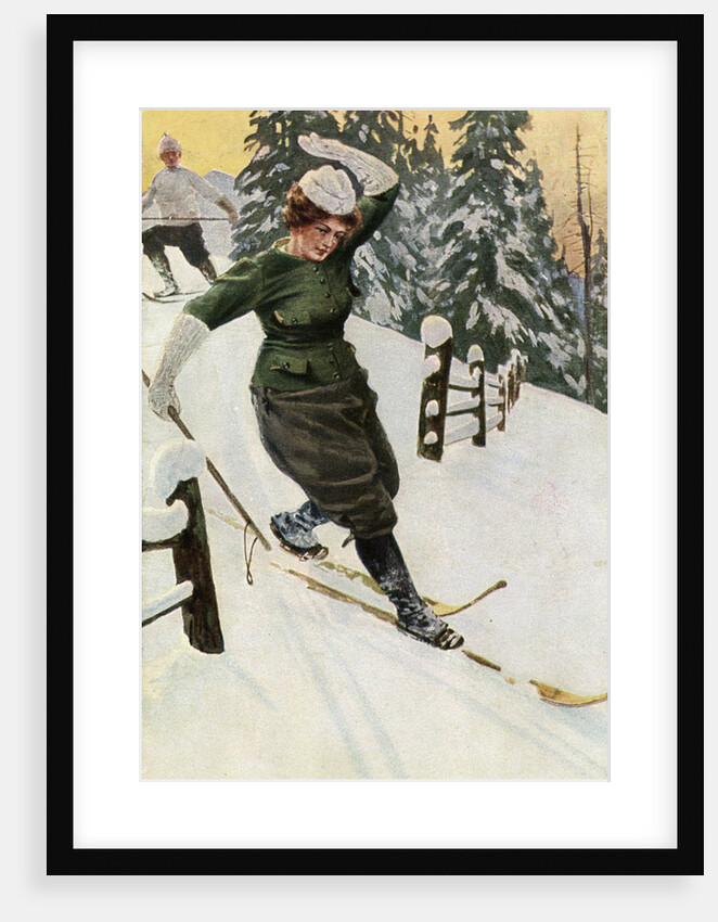 Woman skiing by Ernst Platz