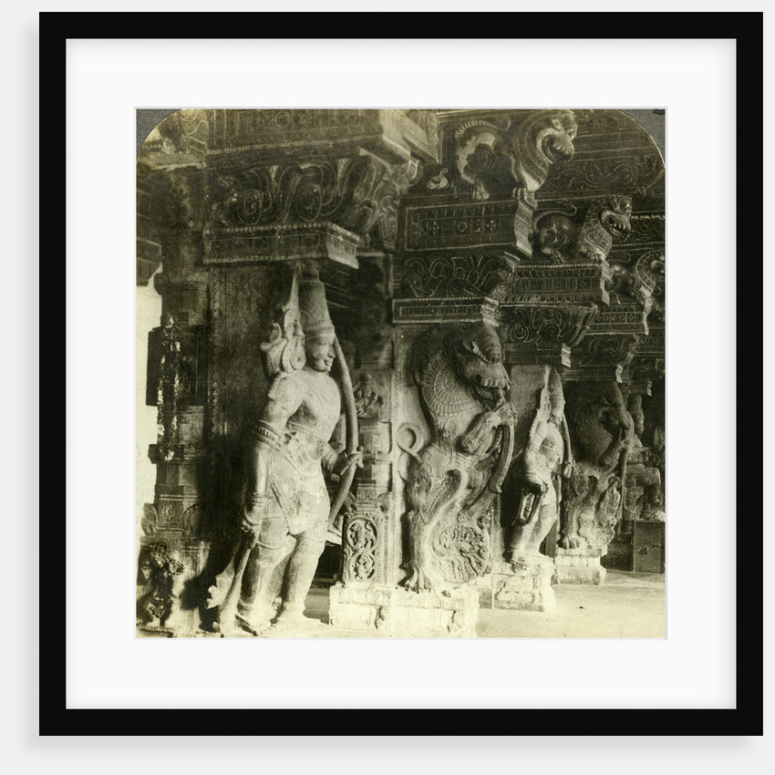 Pillars of a Hindu temple, Madurai, India by Underwood & Underwood