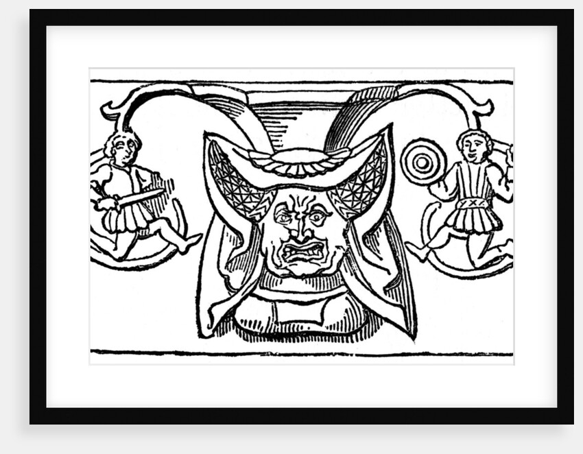 Carving of a woman wearing a horned headdress by Anonymous