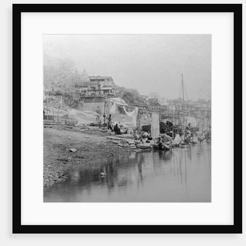 Bathing ghat, Benares, India by BW Kilburn
