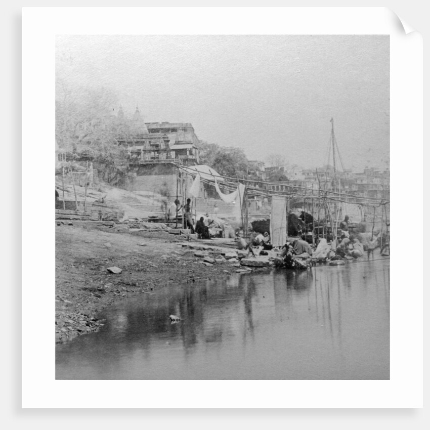 Bathing ghat, Benares, India by BW Kilburn