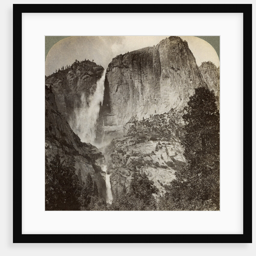 Yosemite Point and wind-blown Yosemite Falls, Yosemite Valley, California, USA by Underwood & Underwood
