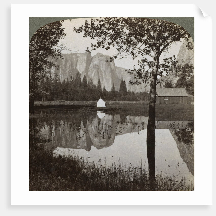 Mirror view of Cathedral Rocks, Yosemite Valley, California, USA by Underwood & Underwood