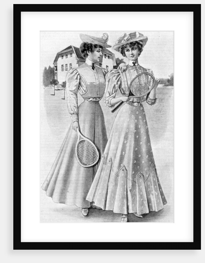 Tennis gowns, girls' attire for August by Anonymous