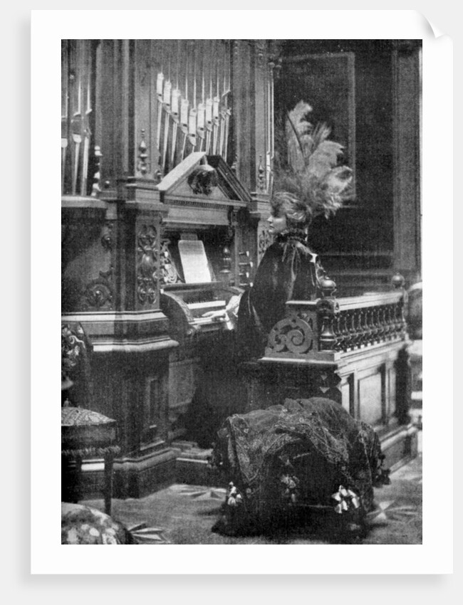 The Queen of Romania playing the organ by Anonymous