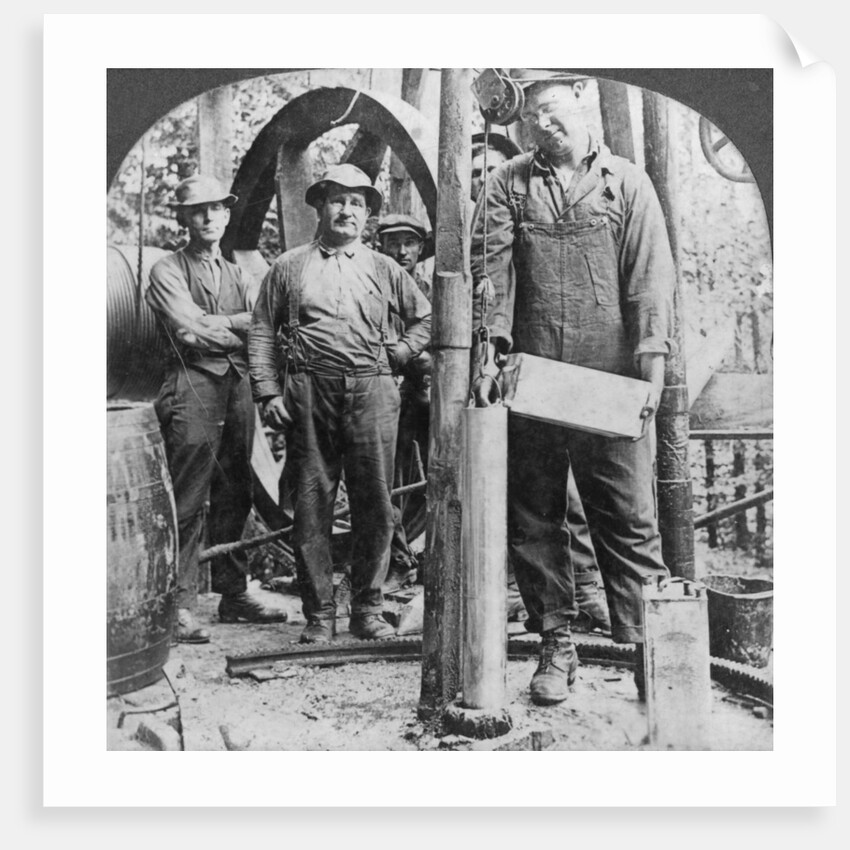 Filling a shell with nitro-glycerine, oil field in Pennsylvania, USA by Keystone View Company