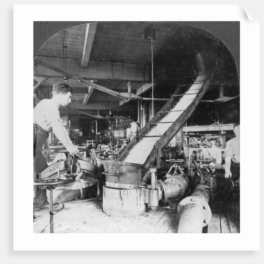 Sugar beet pulp and juice flowing from tank to tank, Montreal, Canada by Keystone View Company