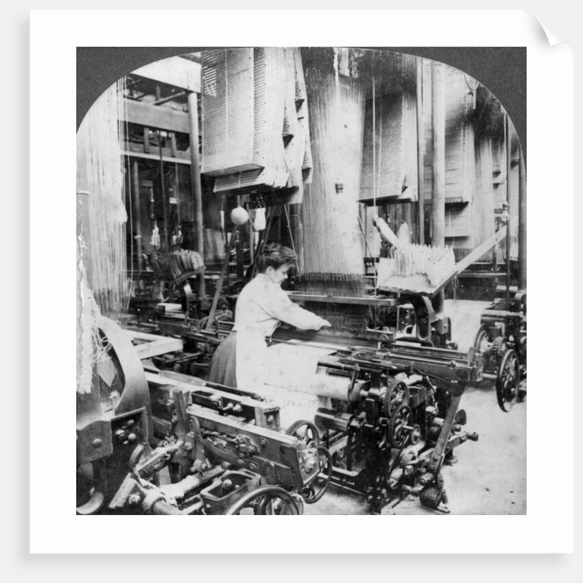 Weaving linen fabric, Montreal, Canada by Keystone View Company