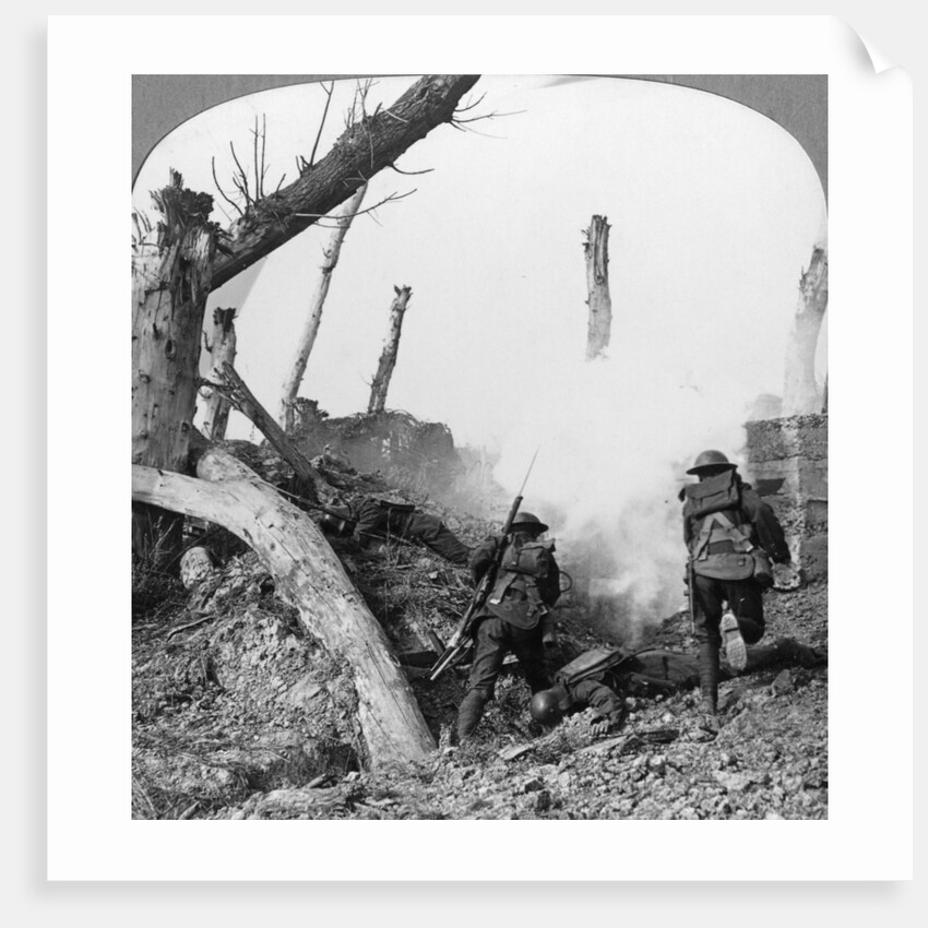 British troops attacking Germans isolated in a captured village, World War I by Realistic Travels Publishers