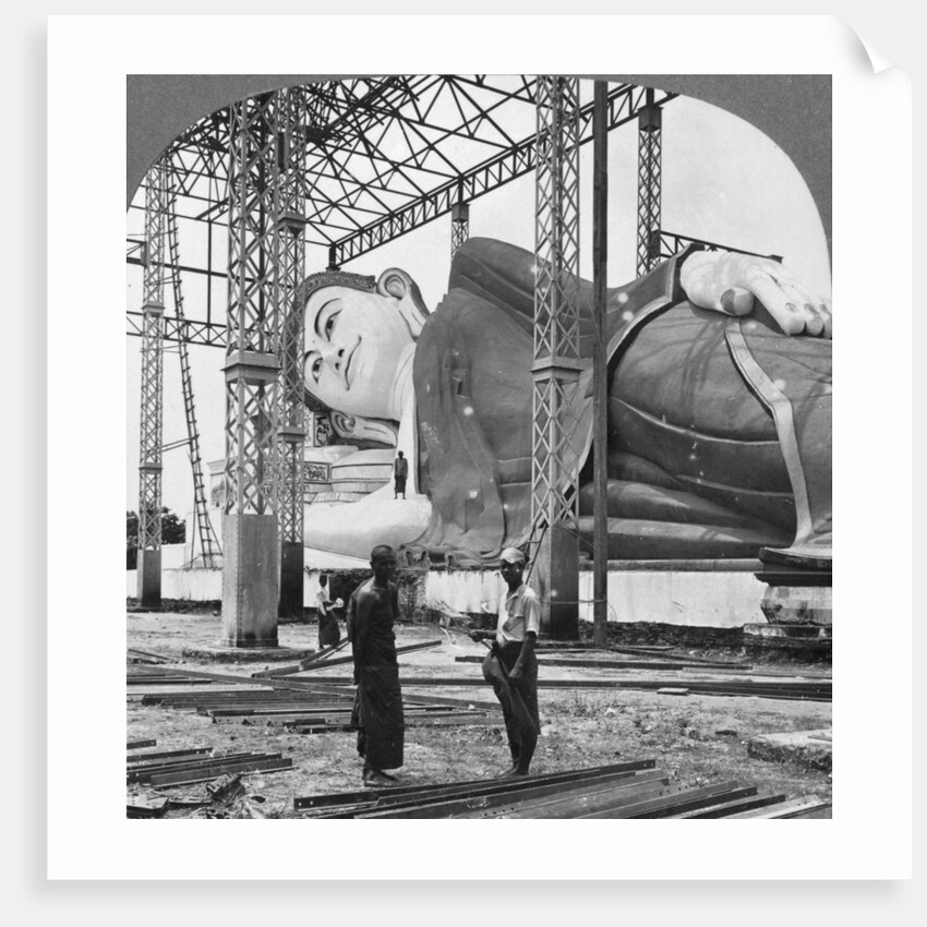 Giant recumbent figure of Buddha, Pegu, Burma by Stereo Travel Co