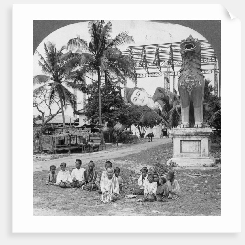 Giant recumbent figure of Buddha, Pegu, Burma by Stereo Travel Co