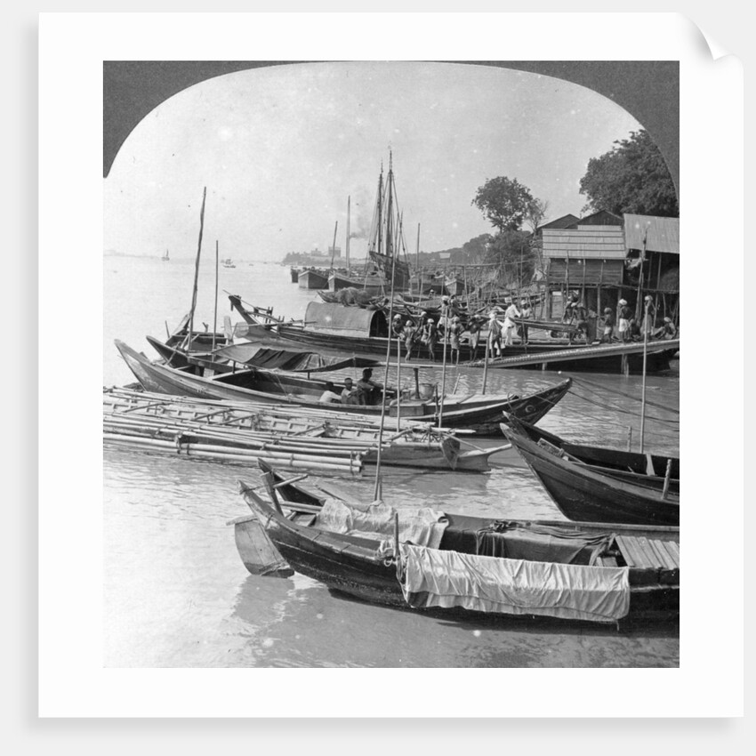 Looking up the Irrawaddy River, Rangoon, Burma by Stereo Travel Co