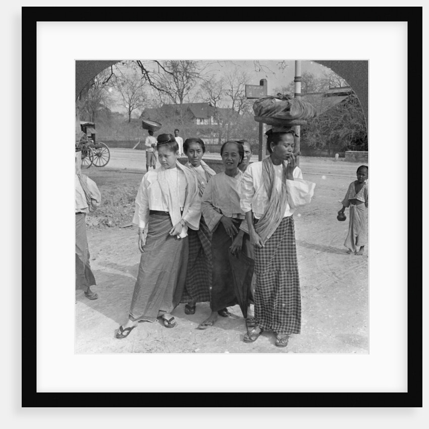 Woman and servants going to a market, Mandalay, Burma by Stereo Travel Co