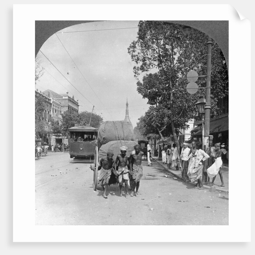 Dalhousie Street, busiest in the city, Rangoon, Burma by Stereo Travel Co