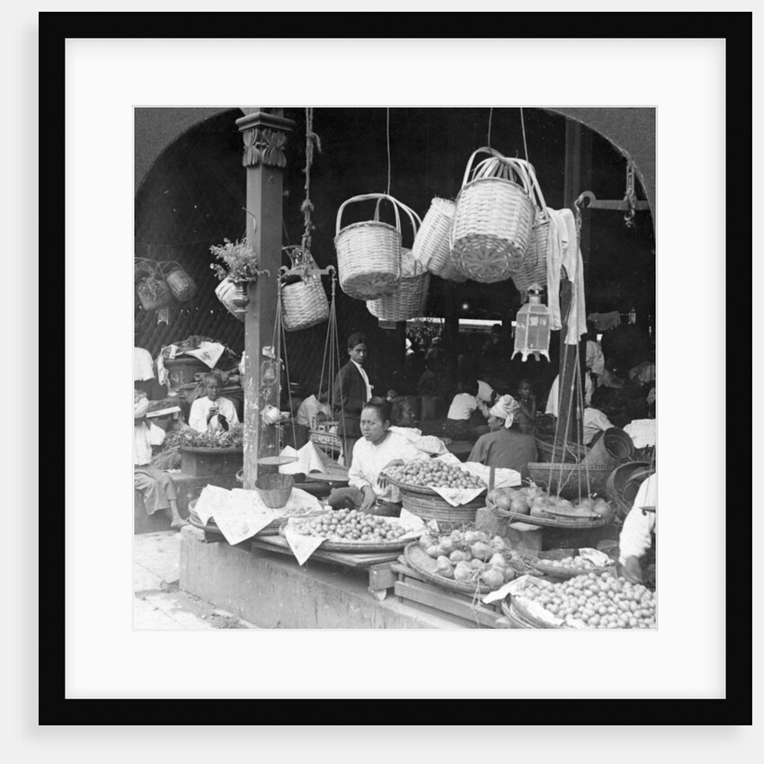 Shops in a native market, Rangoon, Burma by Stereo Travel Co